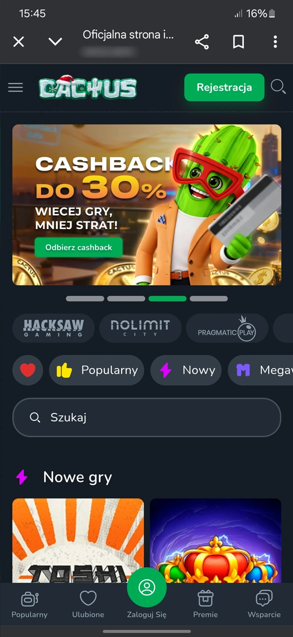 Czytaj jak otworzyć Cactus Casino w przeglądarce Chrome na Androidzie.