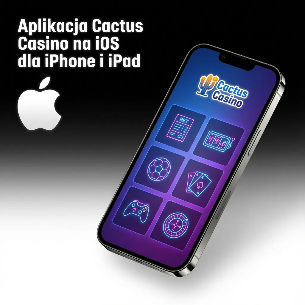 Ekran iPhone’a i iPada z aplikacją Cactus Casino iOS z zakładami sportowymi, slotami i kasynem na żywo