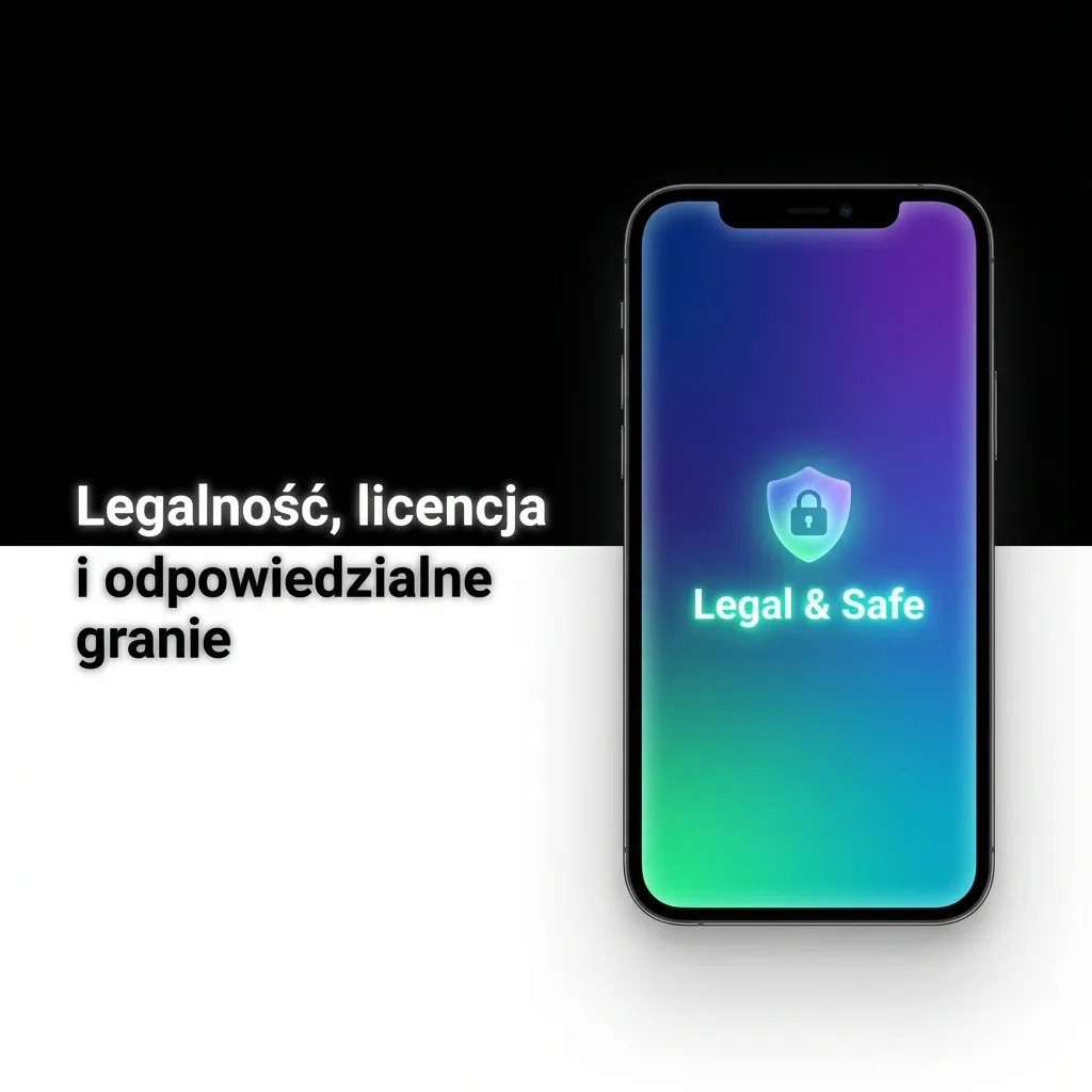 Ilustracja legalnego kasyna online z pieczęcią licencji Curaçao i ikonami odpowiedzialnego grania oraz ochrony danych