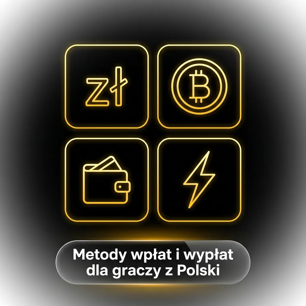 Ikony Blik, kart Visa i Mastercard oraz kryptowalut obok napisu „Metody wpłat i wypłat dla graczy z Polski”