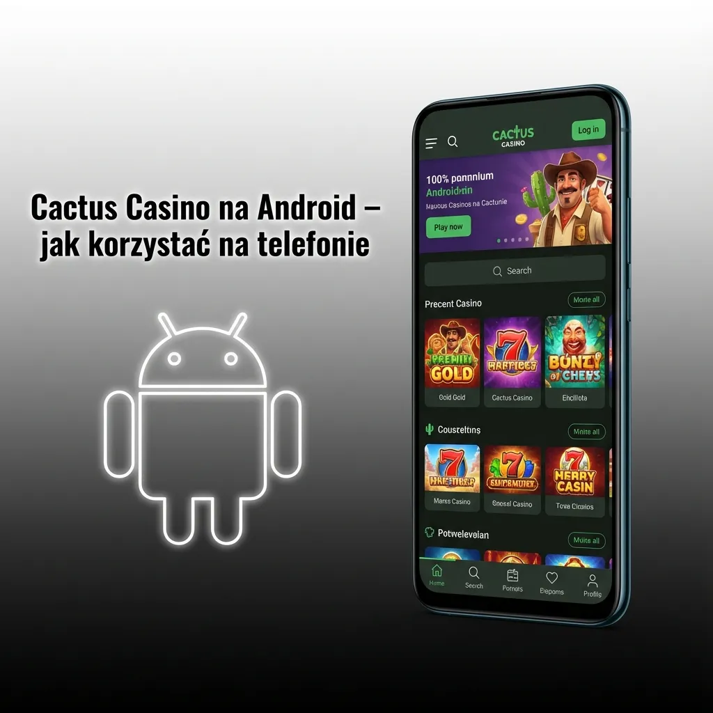Ekran smartfona z Androidem pokazujący stronę Cactus Casino i dodawanie jej jako skrótu do ekranu głównego