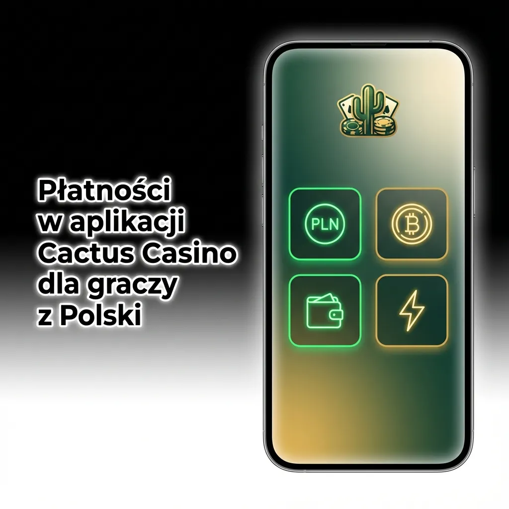 Ekran aplikacji Cactus Casino z metodami płatności dla polskich graczy: Blik, karty, przelewy i kryptowaluty