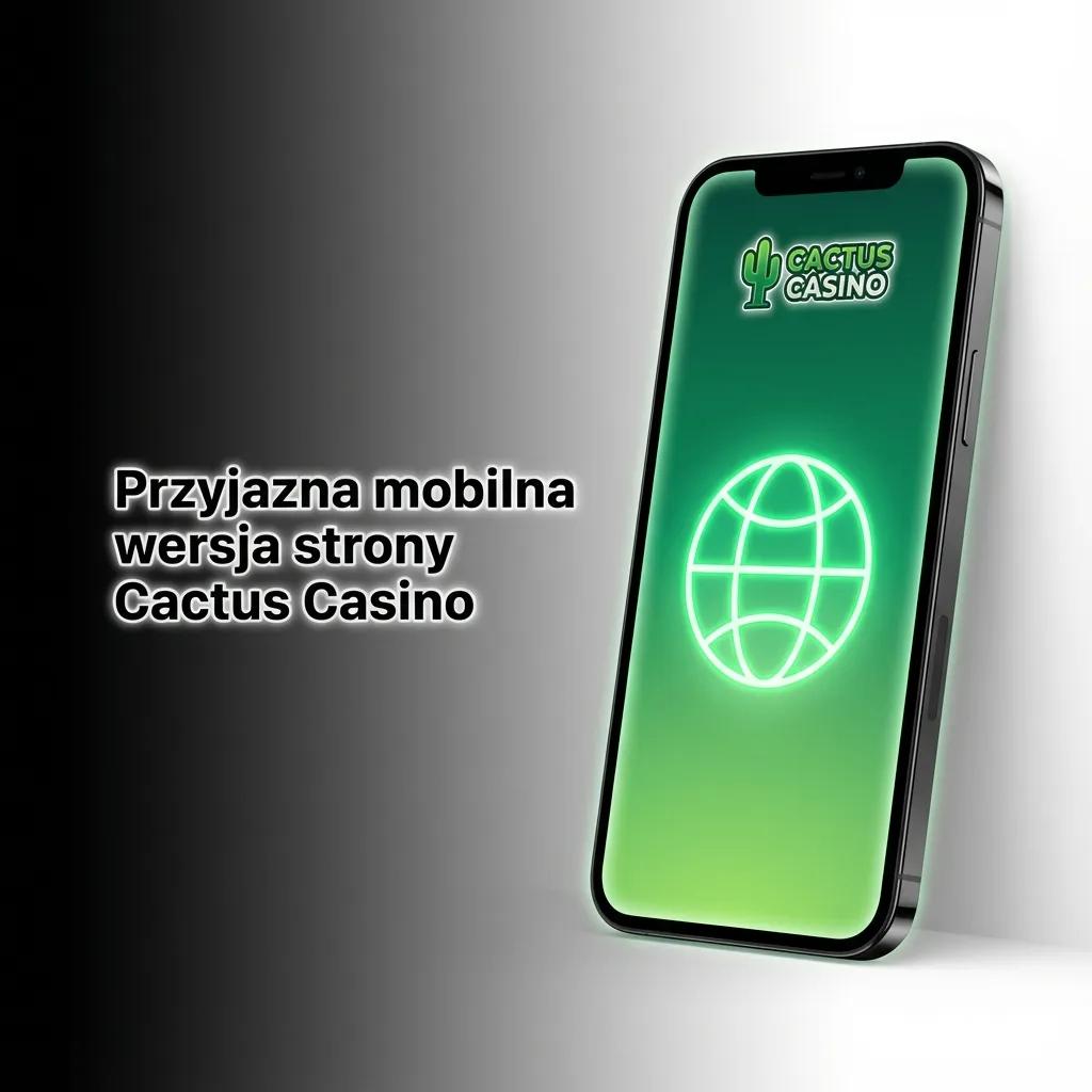 Telefon z otwartą mobilną stroną Cactus Casino, pokazujący gry kasynowe i intuicyjny, responsywny interfejs