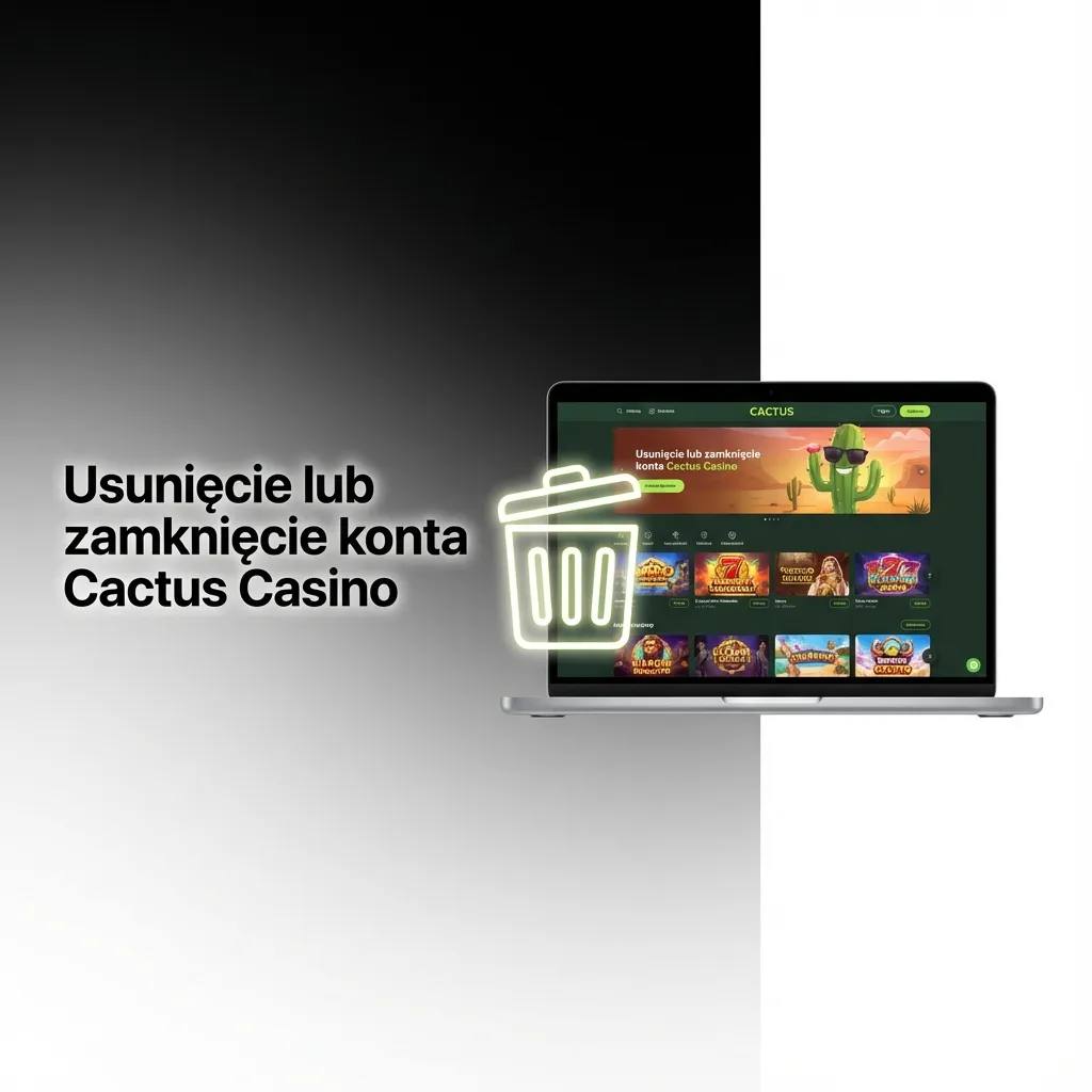 Ekran ustawień Cactus Casino z zaznaczoną opcją zamknięcia lub czasowego zawieszenia konta gracza